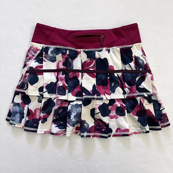 Lululemon Inky Floral Ghost Inkwell Bumble Berry Pleated Pace Setter Skirt 4Tall - Picture 1 of 10